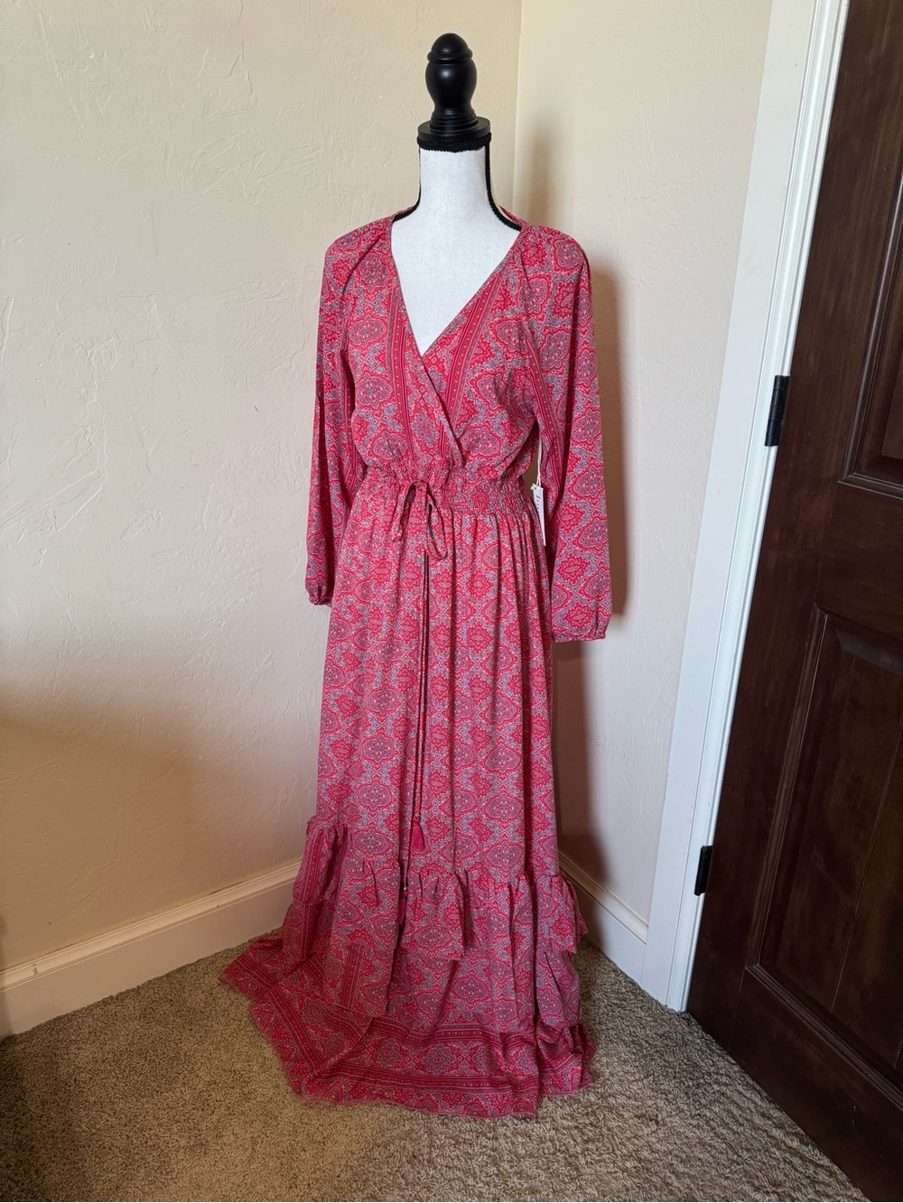Women’s Pink Paisley Wrap Maxi Dress